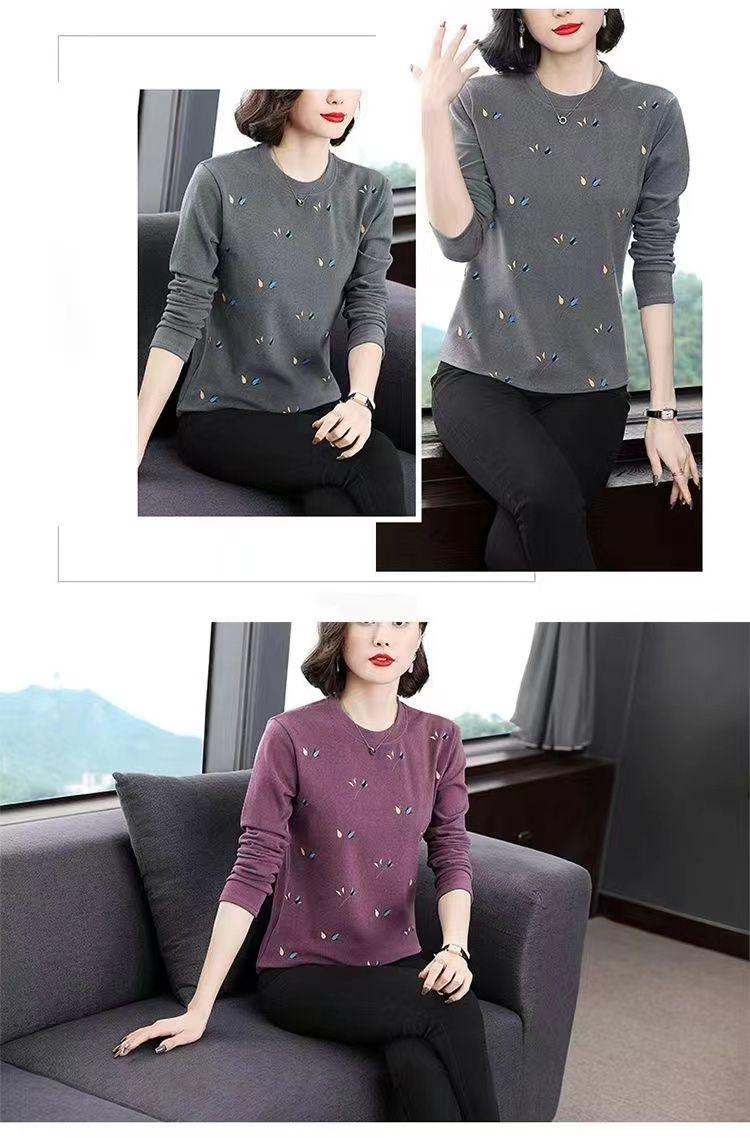 Product Introduction of Áo Thun Dài Tay, Thời Trang, Dành Cho Nữ, Mẹ TRUNG NIÊN, Áo Phong Cách Phương Tây, Dáng Rộng Vừa Vặn, Ngoại Cỡ, Bó Sát, Cổ Tròn, Áo Sơ Mi Lớp Nền, Hàng Mới Về Năm 2024 14