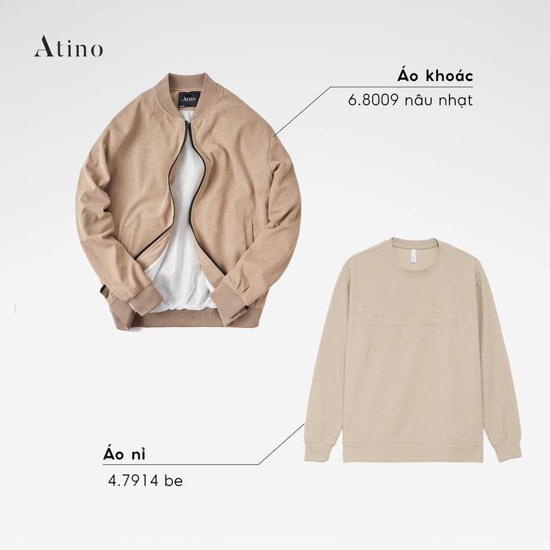  Combo 01 Áo Khoác Bomber Nhung Tăm 6.8009 và 01 Áo Nỉ STILLHOMME 4.7914 ATINO Nam Menswear Navy 