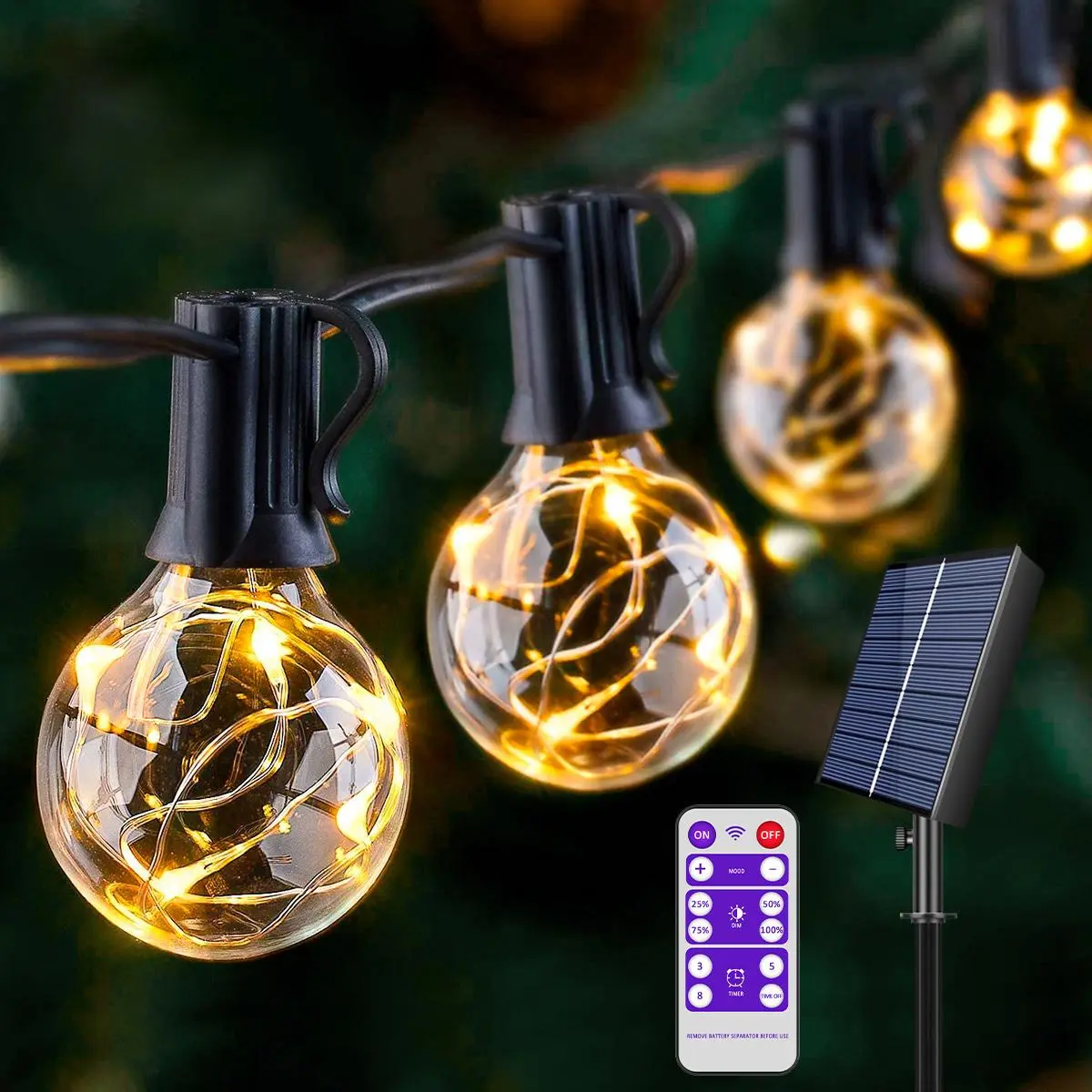 Solar Powered Outdoor String Light, 1 Count Fairy String Light with Remote Control, Decorative Light for Outdoor Garden Patio Yard Camping Party