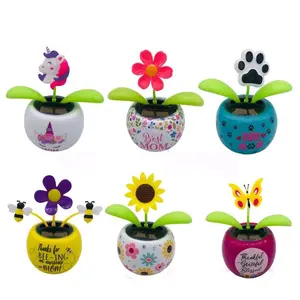 Hiasan mobil bunga matahari ayunan otomatis energi surya Car Accesories Pajangan Dashboard