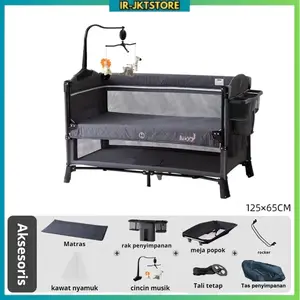 Box Bayi Tempat Tidur Bayi Ranjang Bayi Multifungsi (Lapisan Ganda, Dapat Diangkat)