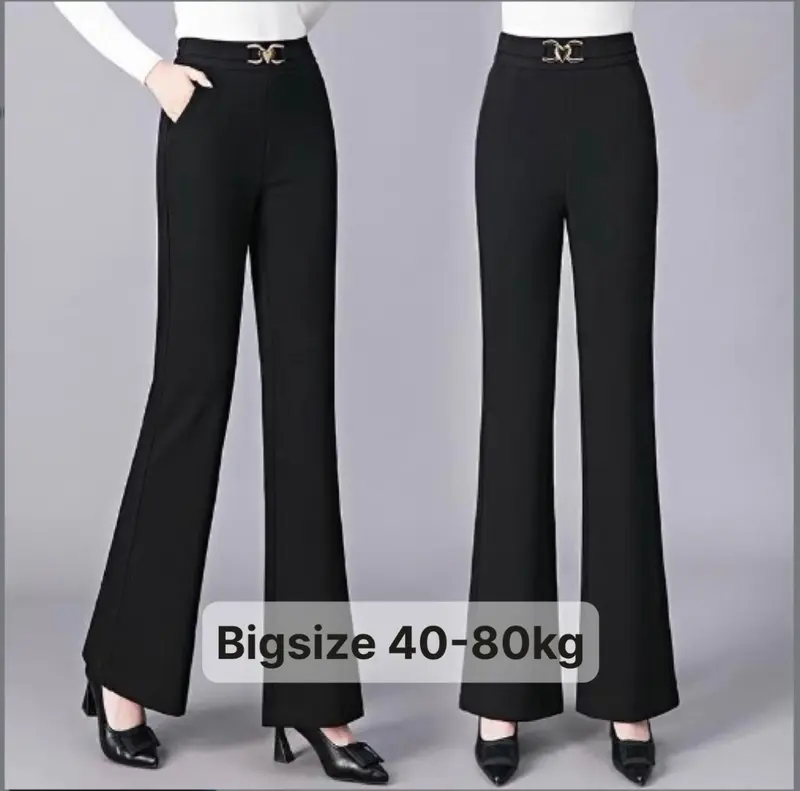 Quần suông ống rộng có loe vải tây cạp cao Bigsize 38kg-65kg, kiểu dáng quần suông ống rộng nữ cạp cao   - Mã 161 2