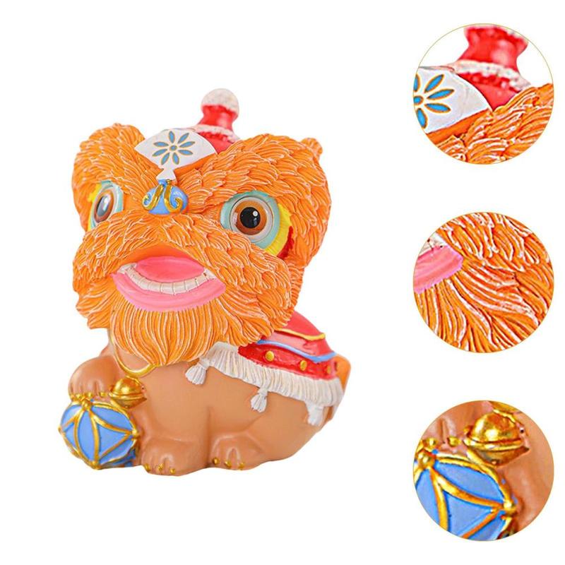 Product Introduction of Chinese Lion Dance Statue, Resin Figurine Housewarming Gift Ornament, Spring Festival Decoration for Home Shelf Bedroom 1