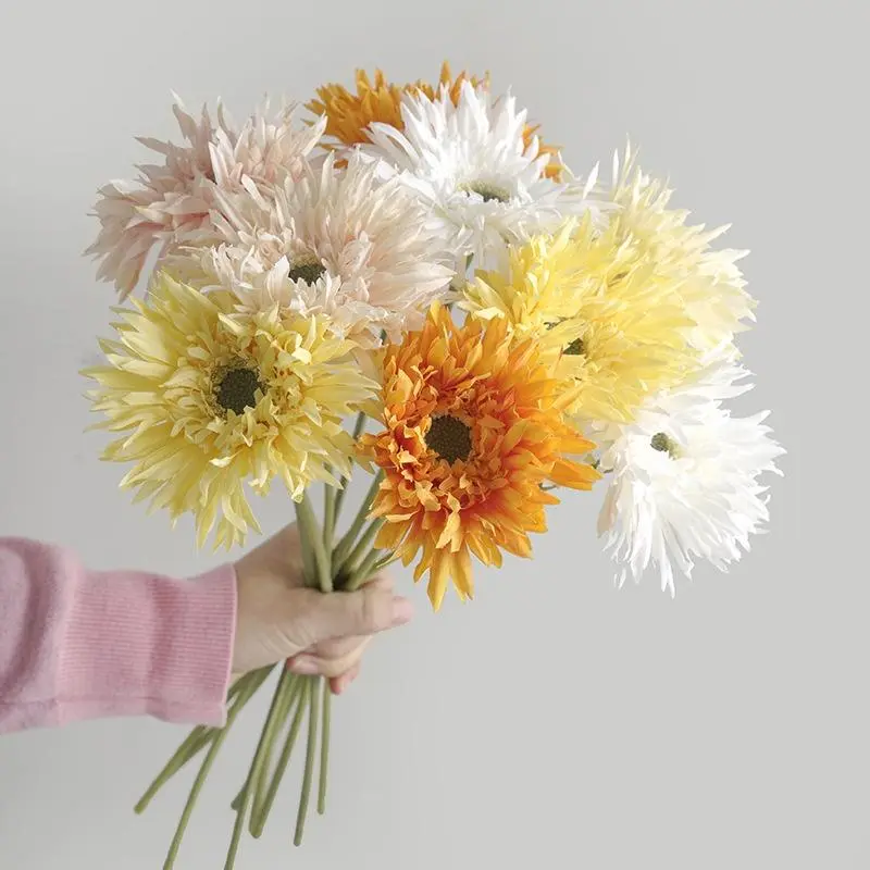 1 pcs Artificial brushed gerbera, raw edge fulanga daisy fake flowers, small fresh soft daisies