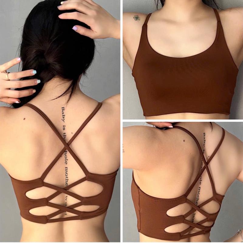 Áo Bra Đan Dây Lưng Cho Nữ Tập Thể Thao Cá Tính Kèm Sẵn Mút Thun Lạnh Co giãn 4 chiều