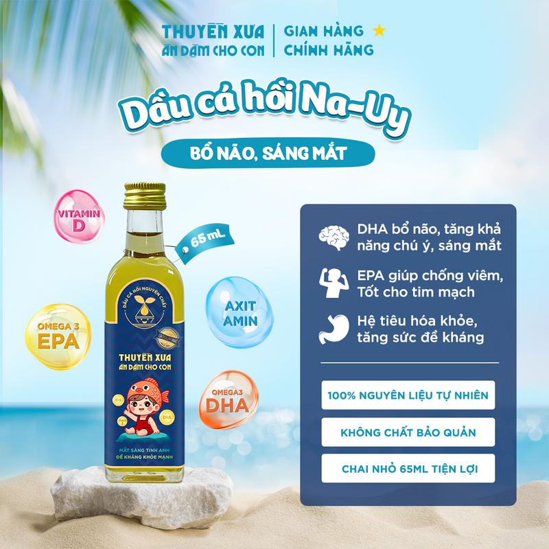 Dầu Cá Hồi Na-Uy Ăn Dặm Nguyên Chất Thuyền Xưa - 65ml Dầu Ăn