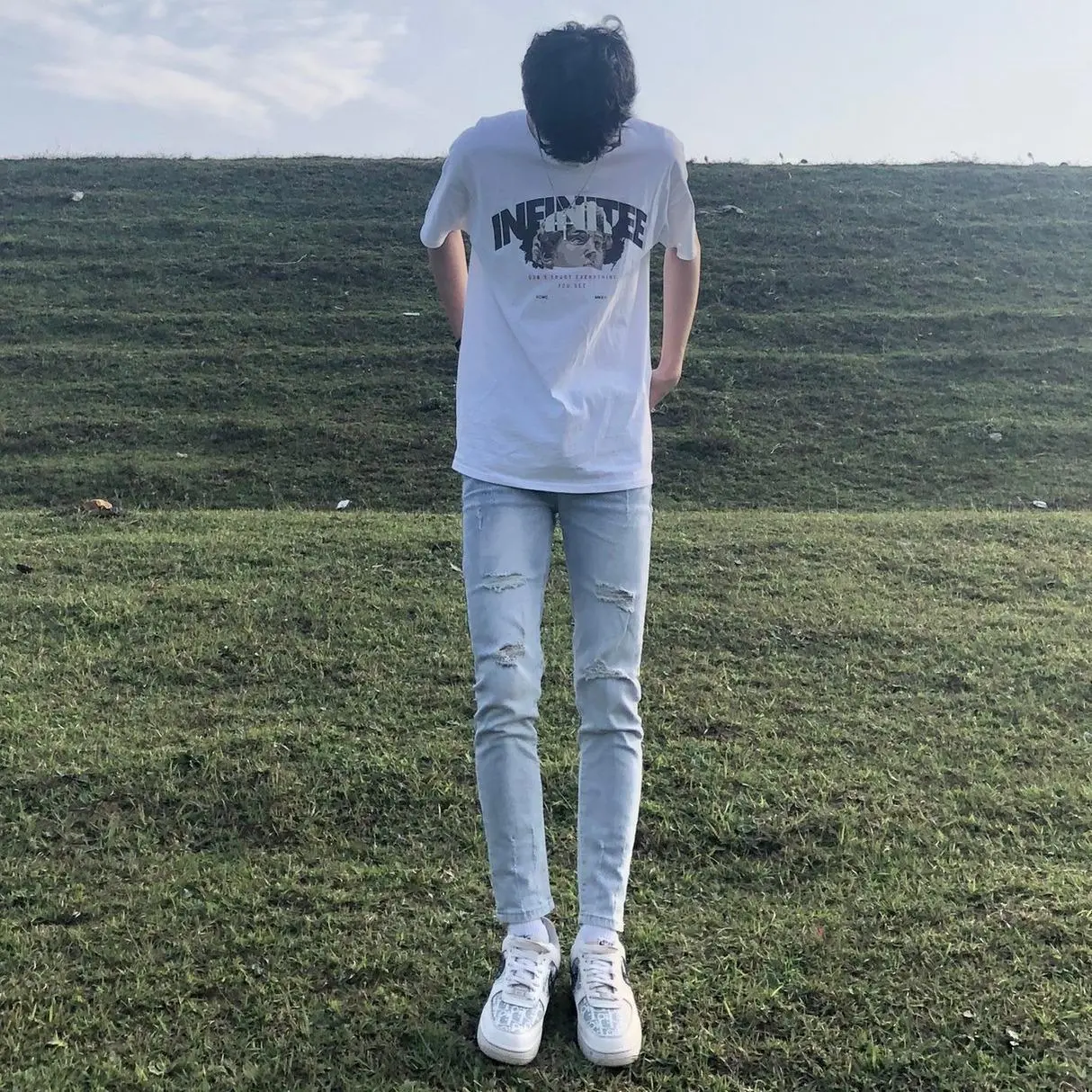 Quần jeans bò nam rách gối gấu co giãn tốt màu xanh nhạt phom ôm chữ 361 dáng skinny cao cấp giá rẻ hà nội hcm Menswear Pants Có Túi
