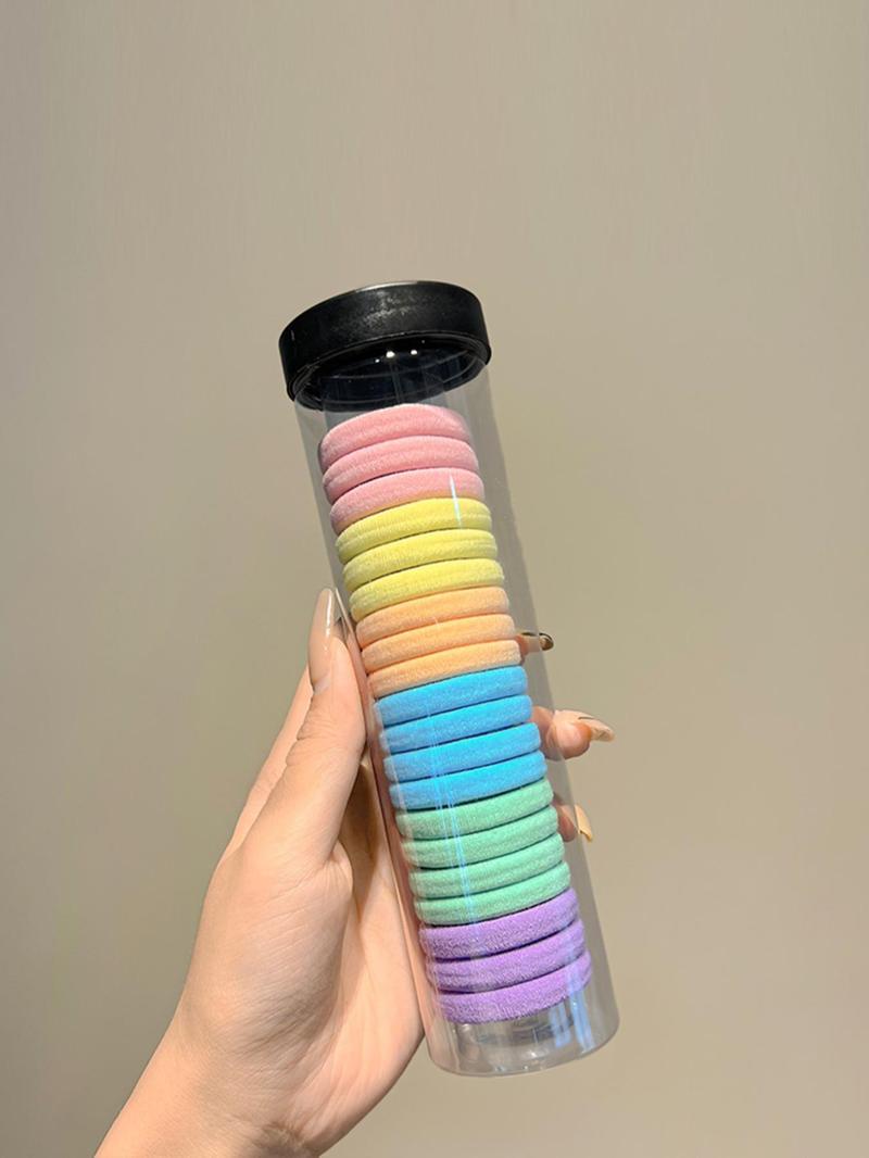 Product Introduction of Simple Plain Color High Stretch Nylon Hair Ties, Ponytail Braid Hair Holder, Assorted Colors, Casual Versatile Hair Accessories for Girls Women 15