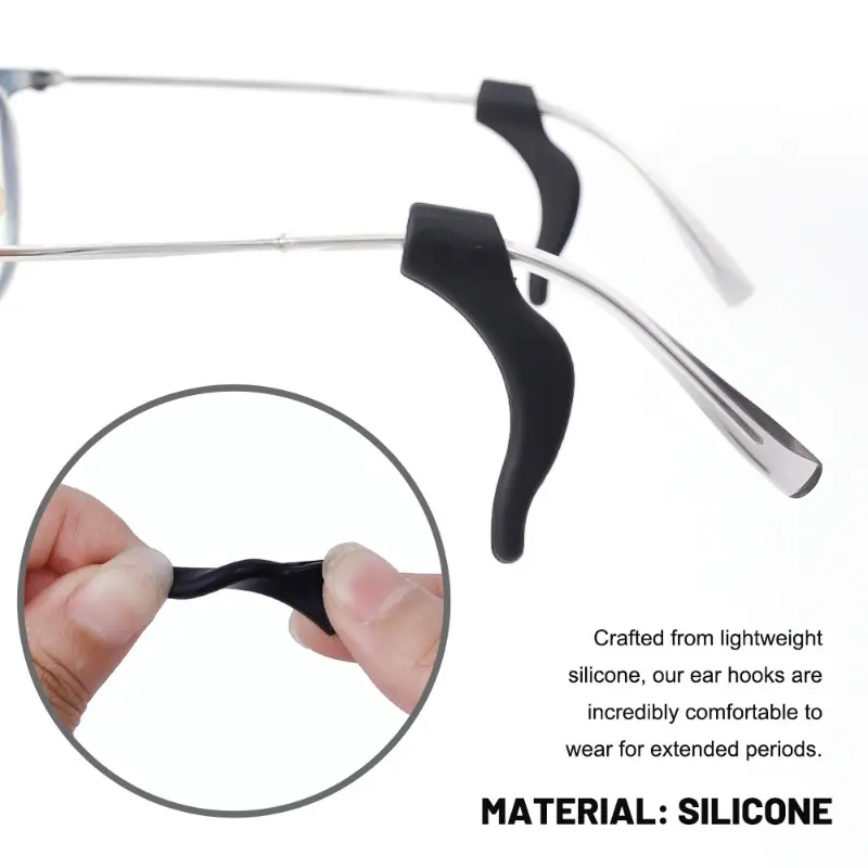 1 / 5 cặp móc tai chống trượt bằng silicon bền giữ cho kính râm, kính thể thao, kính râm, vô hình màu đen trắng, phụ kiện kính 8