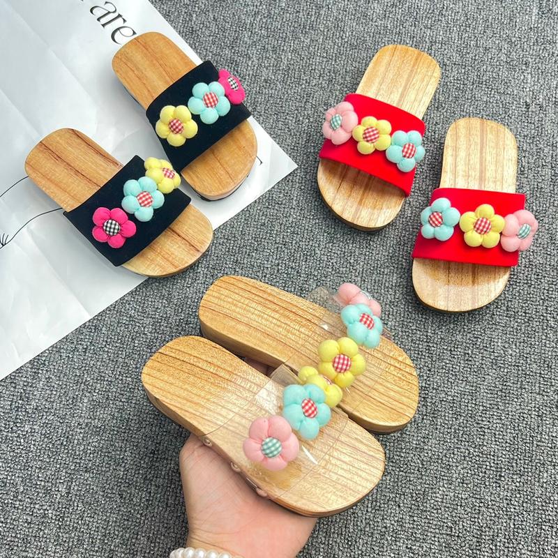 San San Dép GUỐC ĐÍNH 3 HOA Gỗ Mộc Cho Bé và Người Lớn, Áo Dài Bà Ba Chụp Hình