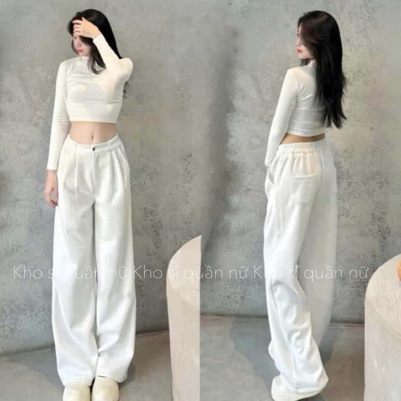 QUẦN NỈ ỐNG RỘNG 1 KHUY VẢI NỈ ÉP MỊN 2DA PHOM 2024 MỚI NHẤT  Nữ Women Pants