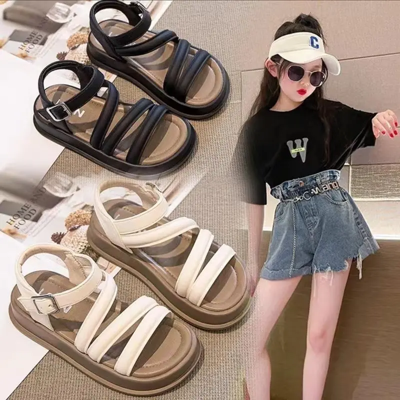 👟Alakad👟 21-35 Baby & Girls Korean Style Plain Sandals | Kids White Shoes Children Twins | Selipar Kasut Budak Perempuan