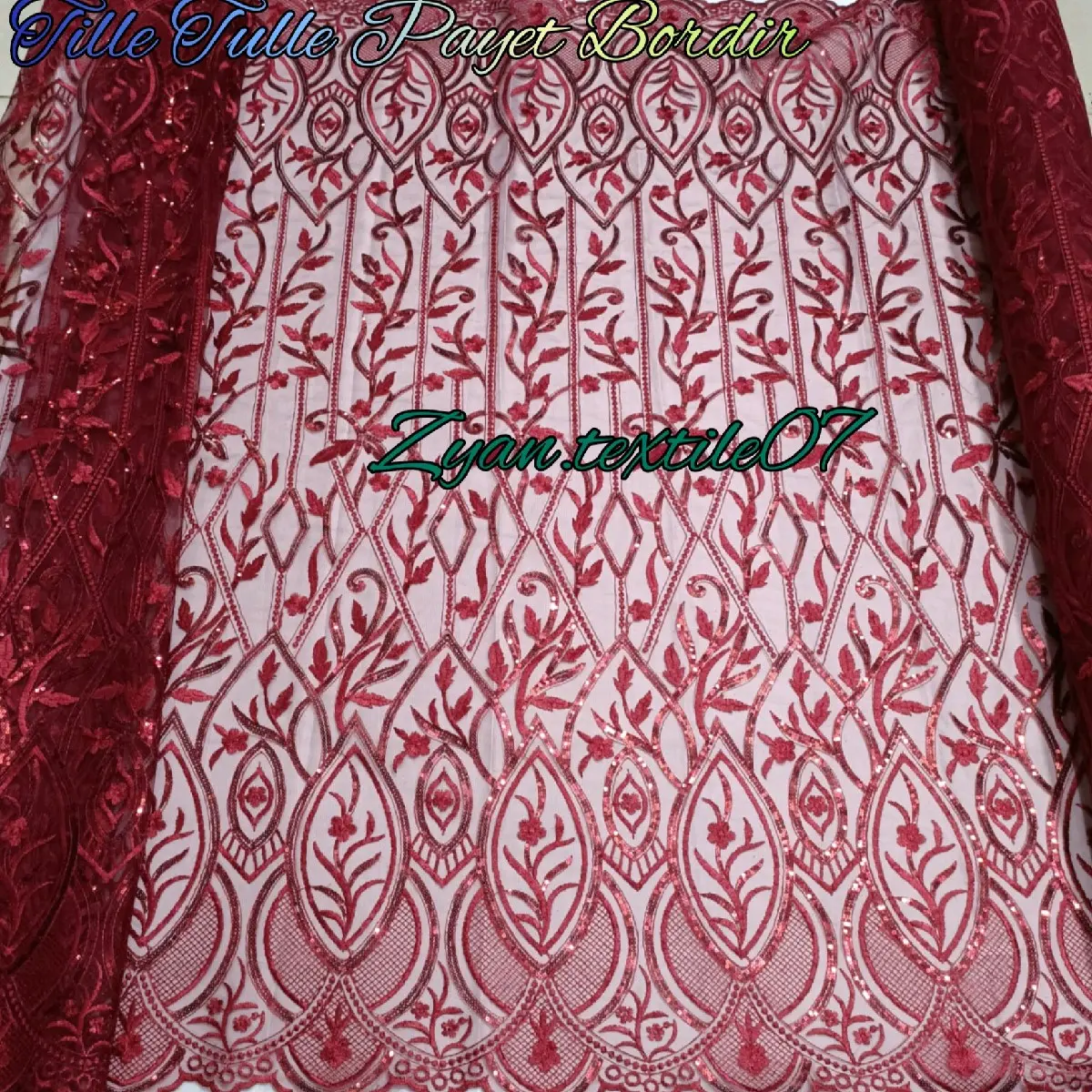 Kain Tile Payet Sequin Bordir / Tile Payet Bordir / Harga Meteran Benang