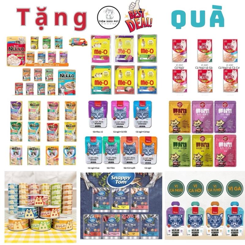 Combo thùng 24 gói pate Nekko - Wanpy - Snappy Tom - Me-o - Neeka - Happy 100 - Wanpy nắp vặn - Bellotta - Taules - Alpha pet