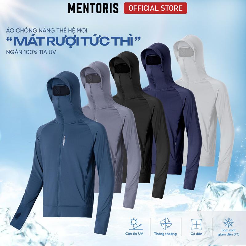 Áo Chống Nắng Nam Mentoris MCN01 Chất Vải Thun Lạnh Thoáng Mát Chống Tia UV UPF50+ Túi Khóa Kéo Tiện Lợi