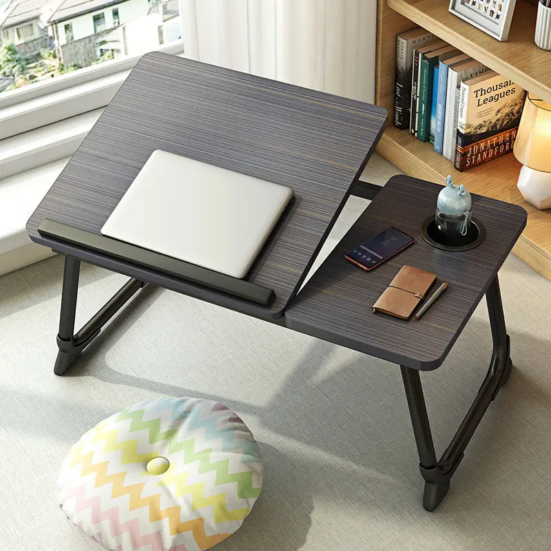 Laptop Desk / Lap Desk / Adjustable Portable Breakfast Serving Bed Tray / Tilting Top Multifunctional Table Floor Desk