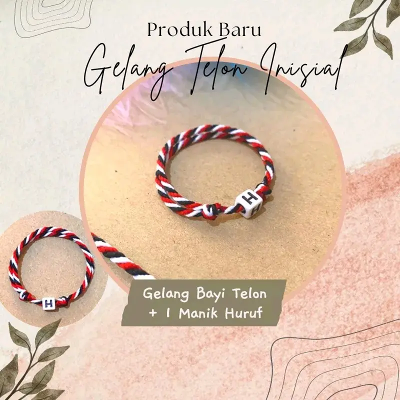 Gelang Telon Bayi (Free 1 Huruf Inisial) / Gelang Tridatu Bayi Untuk Bayi dan Anak