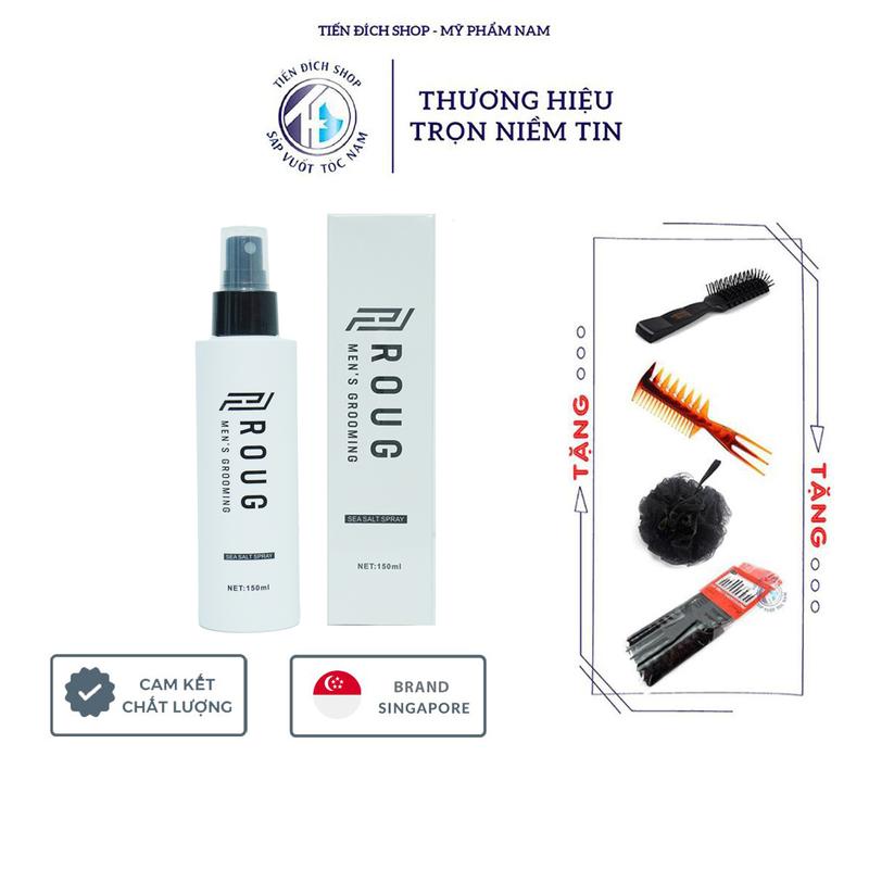 [CHÍNH HÃNG] Xịt tạo phồng tóc Roug Sea Salt Spray 150ml cao cấp Singapore + Tặng bộ lược belle 10 món, lược chaoba, lược texture, bông tắm than tre cho pomade và sáp vuốt tóc Nữ