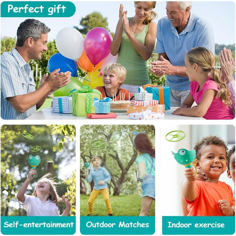 Fullware Garden Outdoor Toys Games Kids Toddlers Children Age 3-5 8-12, Flying Disc Launcher & Capture Toys, 2 Pack & 12 Discs, Family & Party games, Dog Cat Toys - Gift for Boys Girls(Green+Green) 4