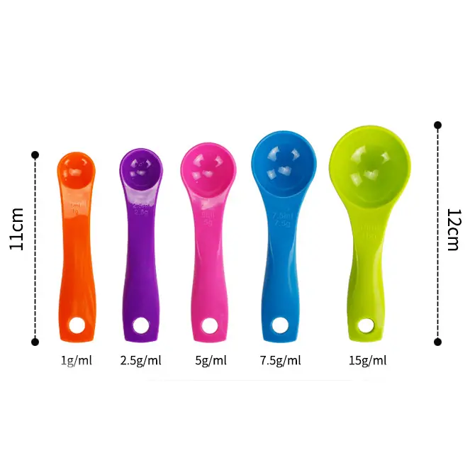 SENDOK TAKAR SET 5 IN 1 WARNA WARNI PENGUKUR BUMBU DAPUR BAHAN KUE SUSU BAYI 2