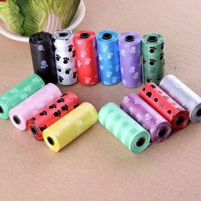 ถุงเก็บอึ ถุงเก็บอึสุนัขพกพา ถุงเก็บมูลสุนัข  1 แพ็ค 12 ม้วน (คละสี สีพื้น)