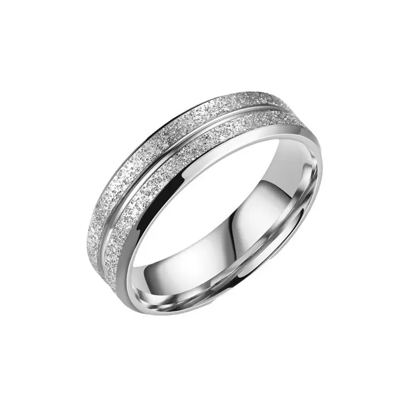 2025 Hot Accessories Stainless Steel Single Line Frosted Couple Ring Titanium Steel Ring Korean Style Hand Jewelry engineering  ring back  chain