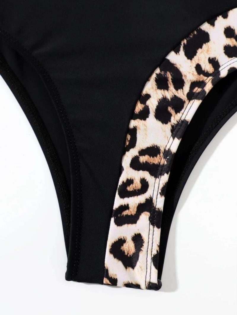 Product Introduction of Women's Leopard Patchwork & Floar Print Bikini Set, Casual Adjustable Strap Swim Top & Swim Bottom Swimsuit, 2024 Summer Bathing Suit, Ladies Summer Swimwear 20
