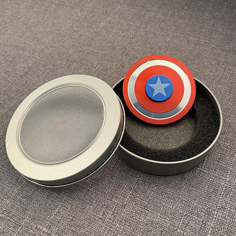Product Introduction of Spider-Man Captain America Shield Fidget Spinner Metal Finger Spinner Toy for College Students Cool Stress Relief 4