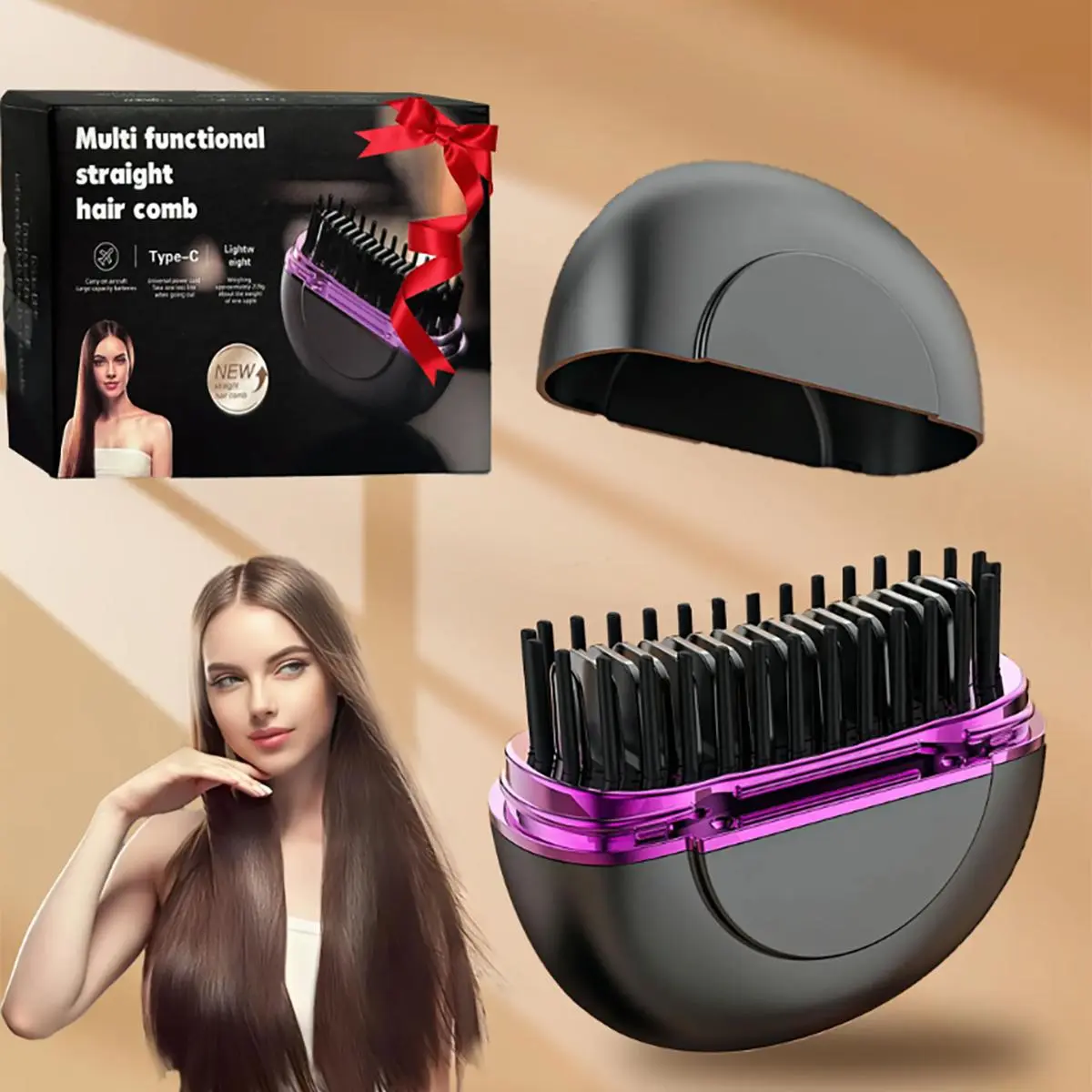 USB Rechargeable Electric Hair Straightener, Portable Mini Hair Straightening Iron, Multifunctional Styling Tool for Home & Travel
