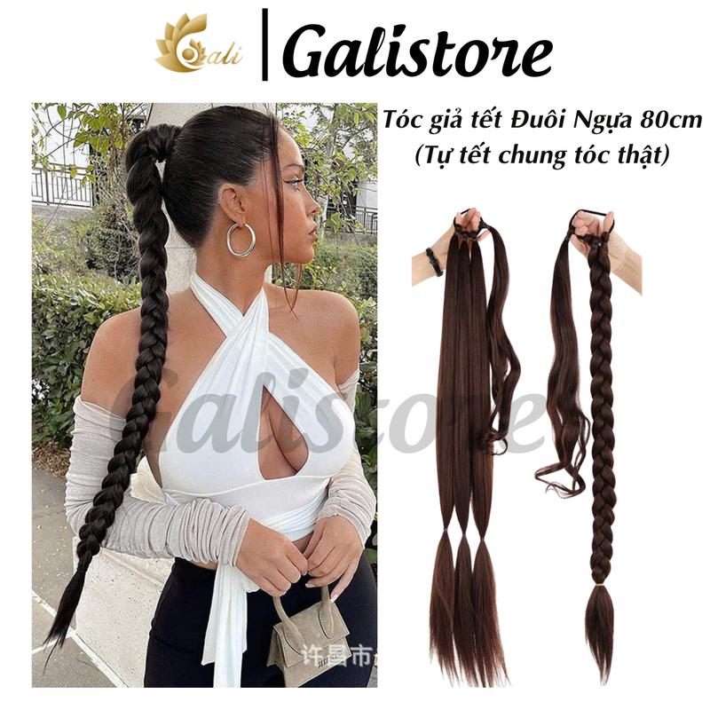 Tóc giả thắt bính 80cm tết Đuôi Ngựa, Bện giả (Tự tết chung tóc thật) 3 chùm dài đẹp WIGSIN CAO CẤP chịu nhiệt Galistore