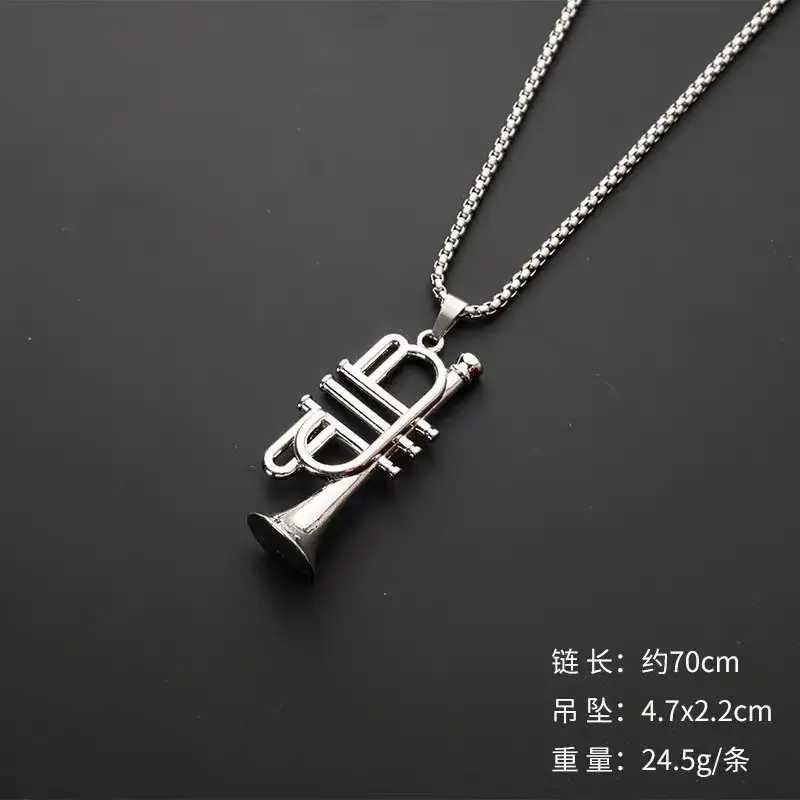 Vòng Cổ Mặt Dây Chuyền Nhạc Saxophone, Phong Cách Hip Hop, Thiết Kế Châu Âu Và Mỹ Cổ Điển Thích Hợp Cho Nam Và Nữ, Thời Trang Hợp Xu hướng Đồ Trang Sức Dây Chuyền Áo Len Âm Nhạc 6
