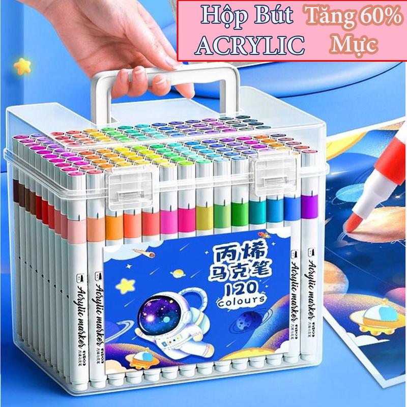 Bút Màu Acrylic Marker 120 Màu Không Thấm Nước Đầu Bút Linh Hoạt Nghệ Thuật Đa Dạng