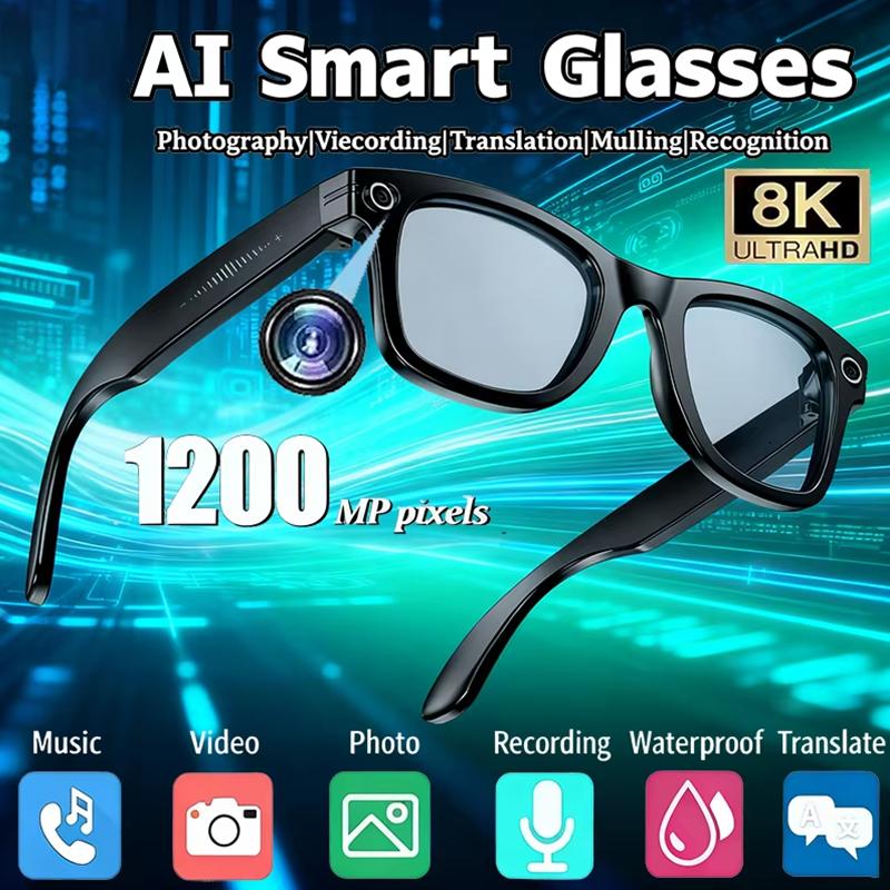AI Smart Glasses 8K HD 1200W Pixel Camera Video Recording Sunglasses ChatGPT Translation Transmission Call Music Player Glasses
