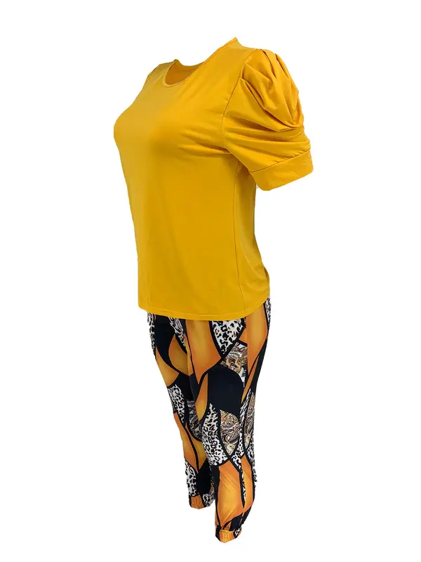 Women's Top & Floral Print Pants Two-piece Set, Casual Fashion Fitted Cozy Top & Trousers for Daily Outdoor Wear, Ladies Summer Clothes, Womenswear, Casual Loungewear Set, Casual Outfits Women 7