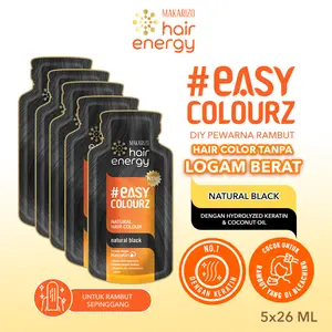 BUNDLE ISI 5 - Makarizo Hair Energy Easy Colourz 26 mL - Natural Black - Hair Color - Pewarna Rambut