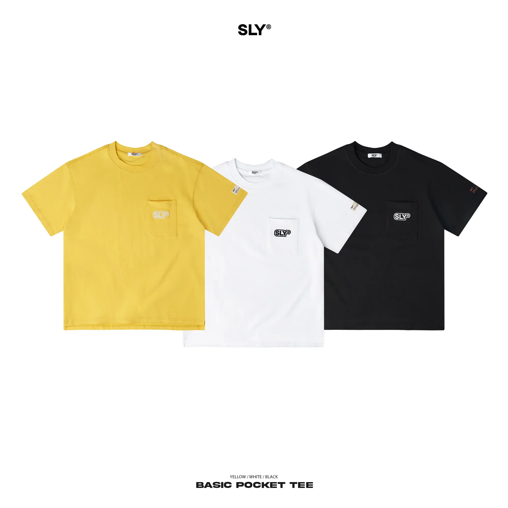 Áo thun cổ tròn SLY Basic Pocket Tee 3 màu Unisex 280gsm