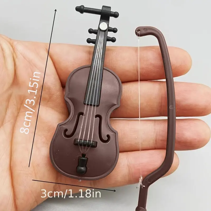 Miniature Violin with Bow, Mini Musical Instrument for Decoration and Collectors, Music Accessories for Home Decor 1