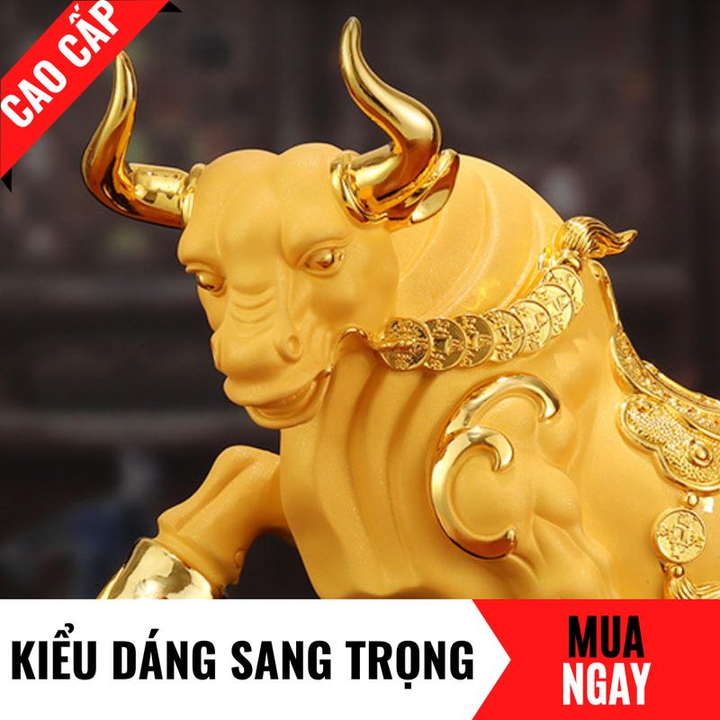 Tượng Trâu Con Giáp Tài Lộc Bằng Vàng Cát Mỹ Nghệ Cao 26cm 4