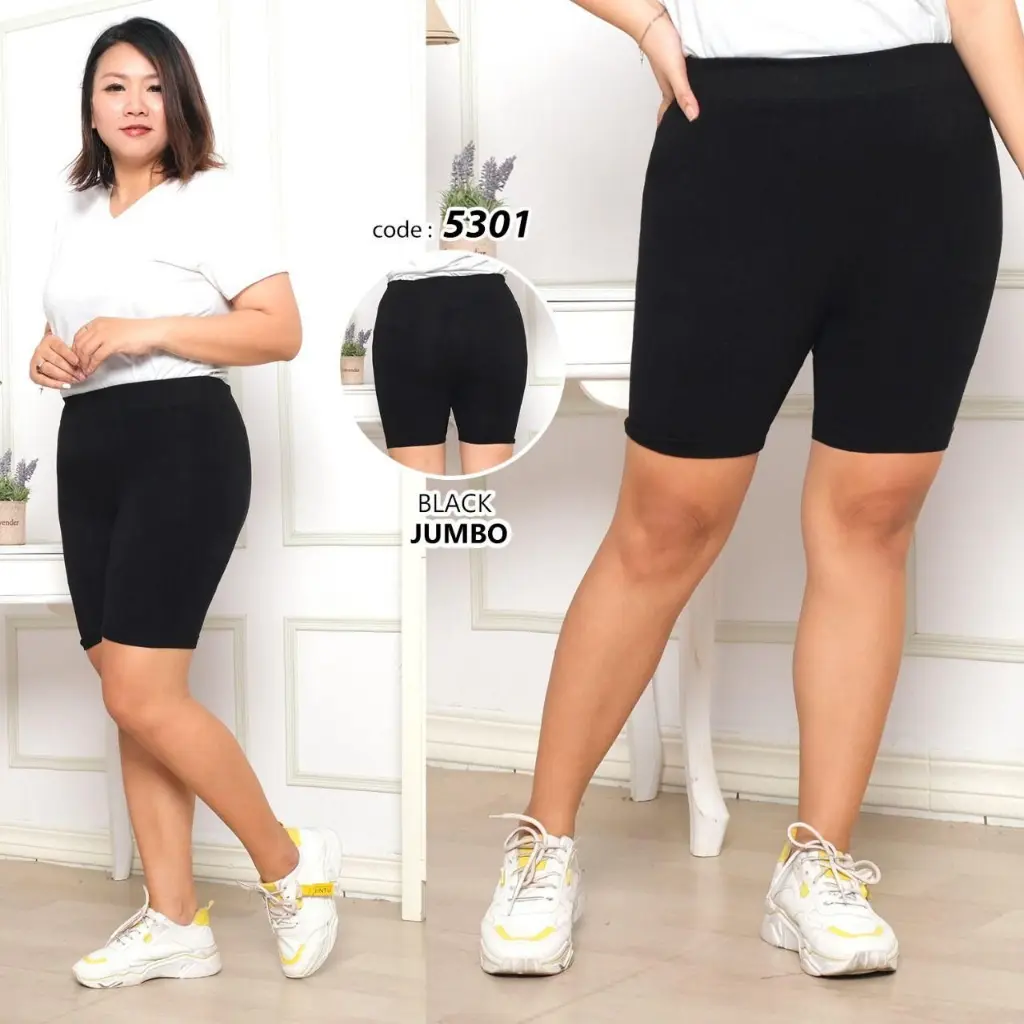 CELANA HOTPANTS WANITA JUMBO HIGHWAIST IMPORT / LEGGING PENDEK 3/4 BIGSIZE