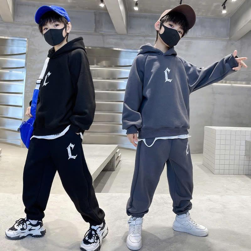 Bộ quần áo hoodie thu đông mẫu chữ L bé trai 18-52kg từ 6-16 tuổi . Đồ bộ, set đồ bé trai 7