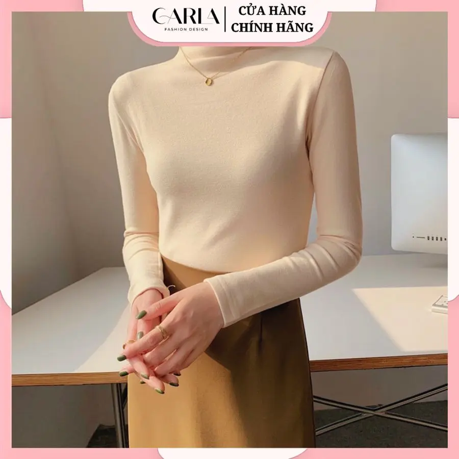 Combo 2 Áo Giữ Nhiệt Nữ Cổ Cao 3 Phân Áo Thun Tay Dài Cổ Lọ Co Giãn Nhiều Màu Basic Nội Y Carla Voi Nhung