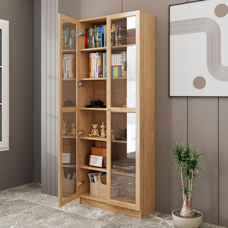 HAPPY FURNITURE , kệ sách 6 tầng cửa kính - CATY , KSA_010 , 80cm x 30cm x 202cm 6