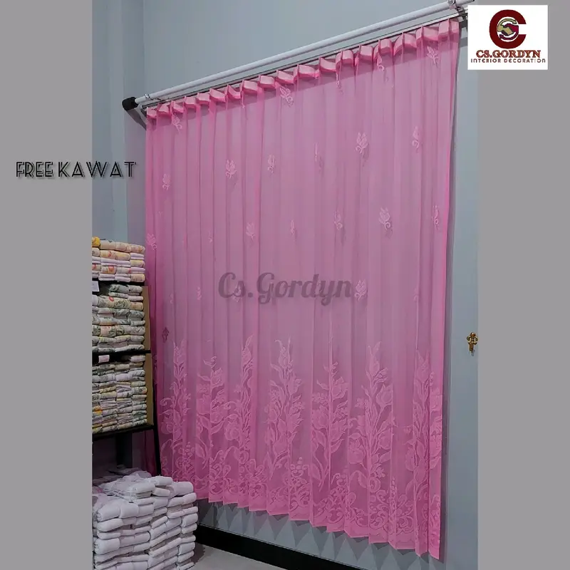Gorden Vitrase Tulip pink tosca puring gorden siang 1