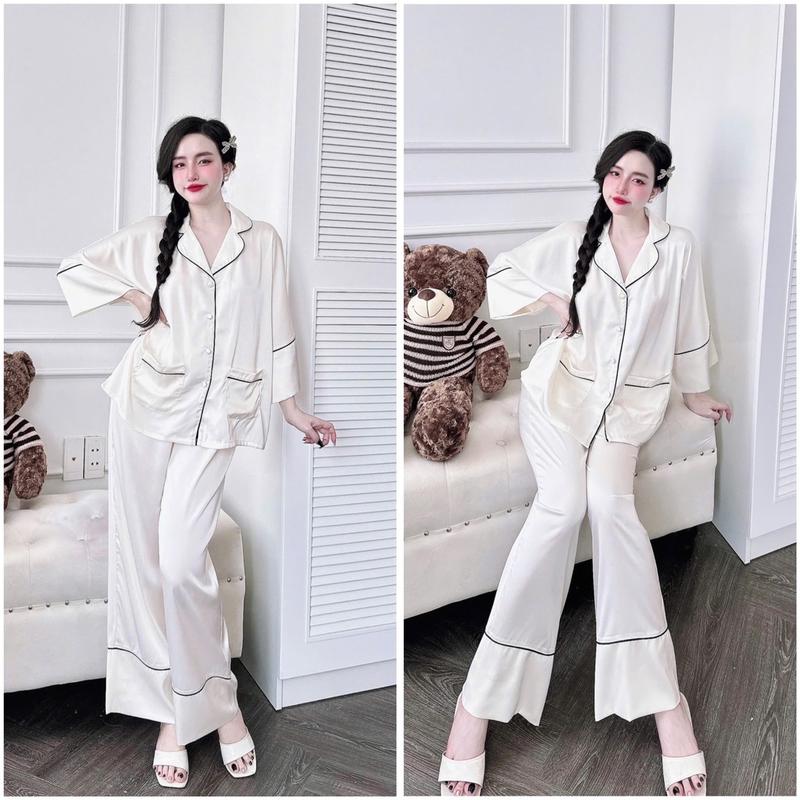 Set Pjzama BiGSIZE FORM 60-75kg RỘNG THÙNG THÌNH lụa latin áo cánh dơi to thùng thình tay lỡ quần dài 95cm óng rộng . Trên m58 quần có túi