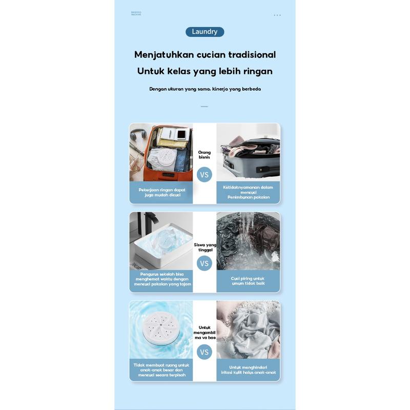 Product Introduction of Mesin Cuci Mini Portable USB Ultrasonic / Mesin Putar Pencuci Pembersih Pakaian Dalam Kaos Kaki Handuk Piring / Turbine Washer Untuk Travelling 21