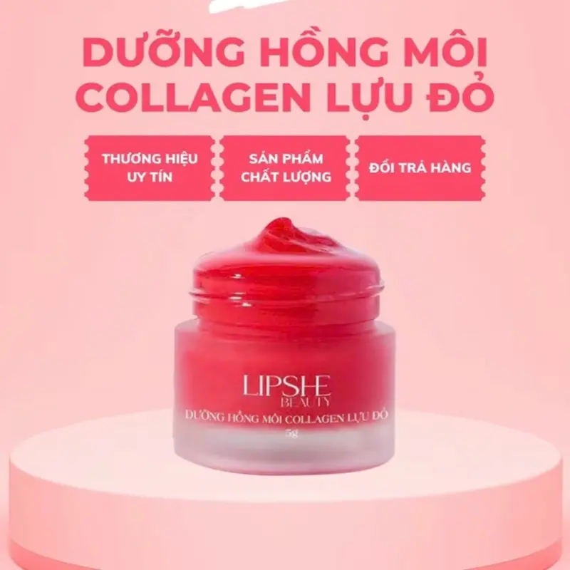 Dưỡng Môi Lựu đỏ LipShe Beauty - Dưỡng Hồng Môi Collagen Lựu Đỏ Hủ 5g Chính Hãng Women Nữ 0