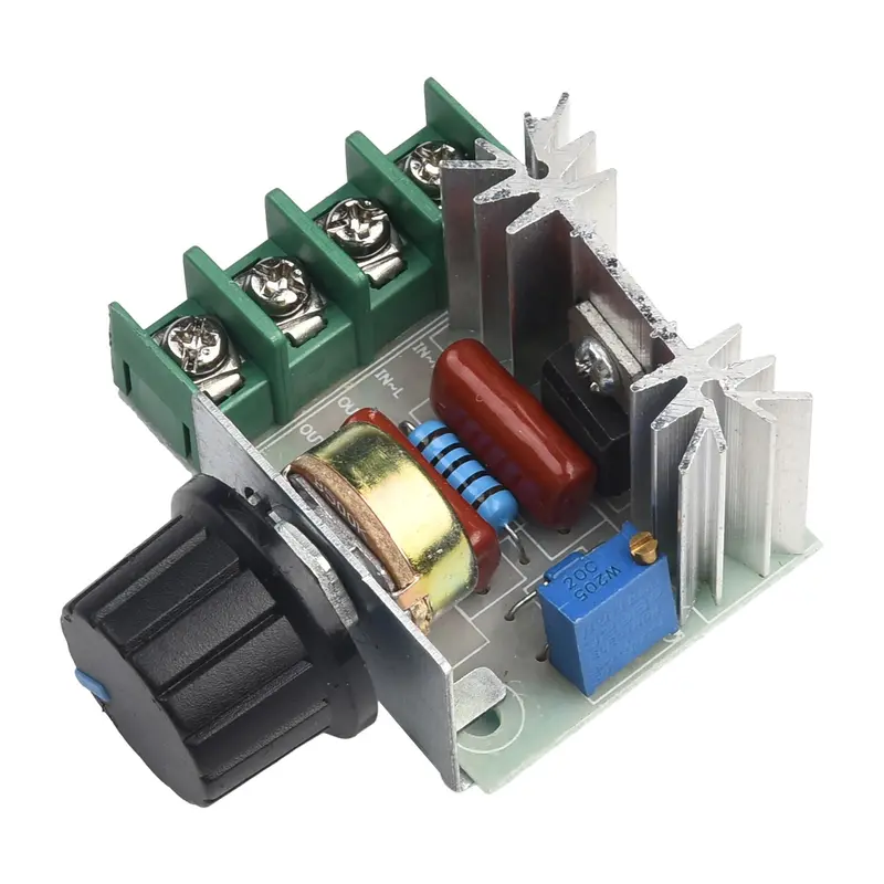 Bộ Điều Khiển Tốc Độ Động Cơ, Công Suất 2000W, Điện Áp 220V, Bộ Điều Chỉnh SCR, Bộ Điều Nhiệt Điều Giảm, Màu Vàng Kim, Hàng Mới Về 1