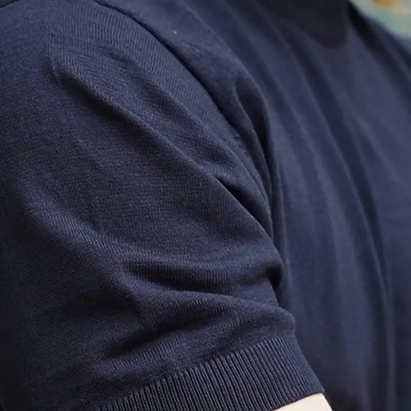 Áo thun ôm body tay ngắn dệt kim Mongtoghi cao cấp phù hợp 4 mùa, thoáng mát dễ chịu Menswear Shirt Navy Nam Cổ Tròn 7