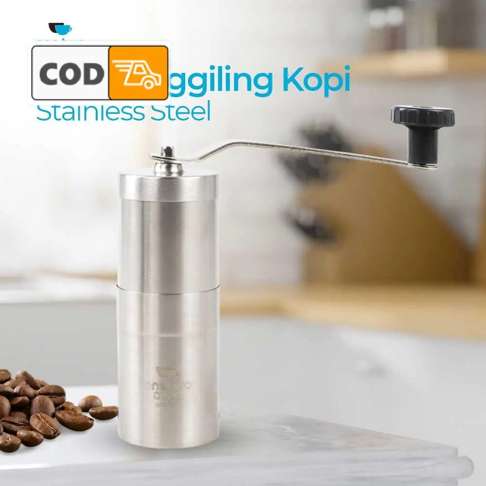 Gilingan Kopi Manual Halus Alat Penggiling Biji Coffe Putar Stainless Steel Portable Coffee Bean Grinder