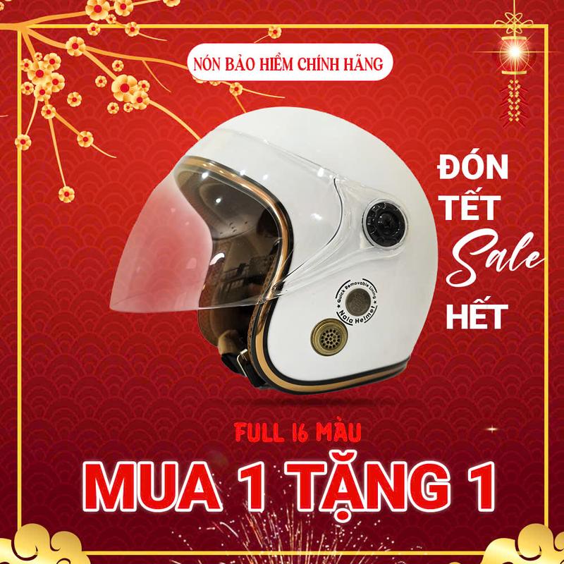 [Mua 1 + Tặng Thêm 1] Mũ bảo hiểm 3/4 đầu kính dài 16 màu Thời trang An Toàn Cao Cấp